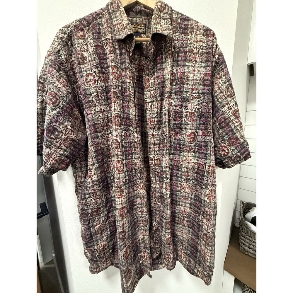 EDDIE BAUER Shirt X Large‎  Relaxed Fit Short Sleeve Pocket Button Down